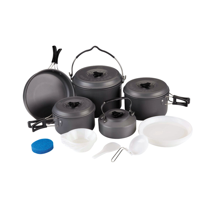 Escolha do conjunto de panelas para acampamento